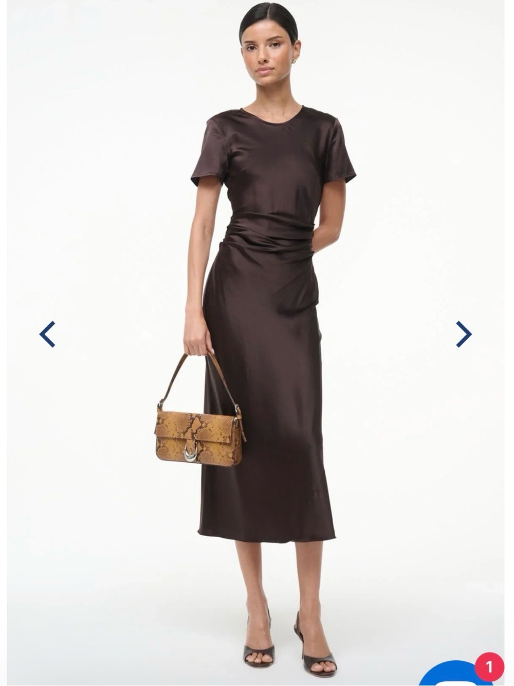 Staud NWT Marcel Satin Brown silk satin Midi Dress- Women's sz 6